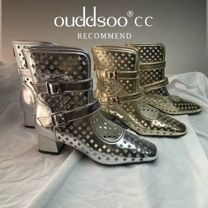 Ods Sexy marque de luxe or gladiateur sandales plate-forme Beige été maille grille bottines