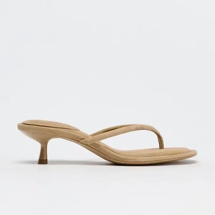 Sandales à talons en daim marron pour femmes tongs d'été