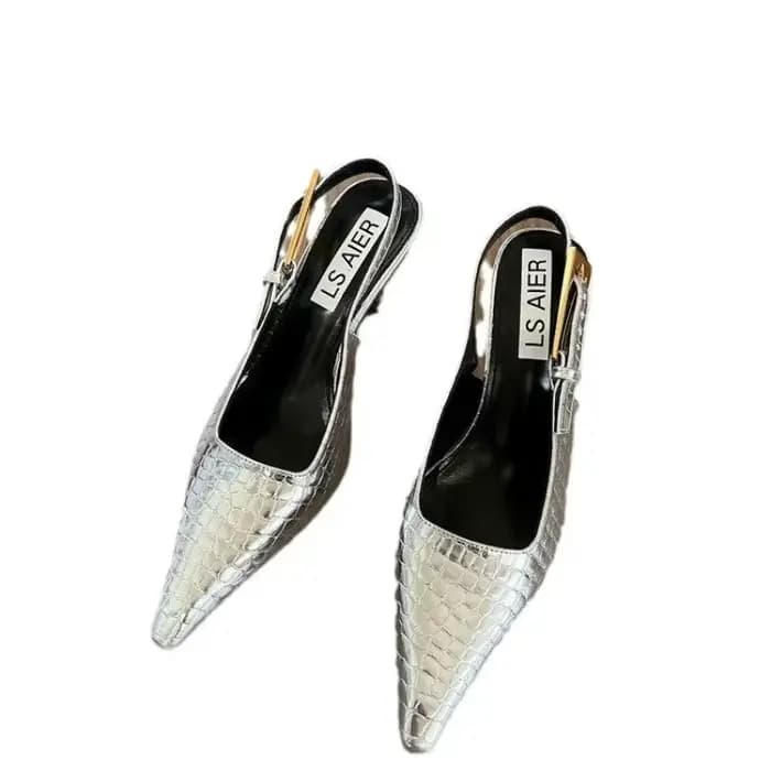 Chaussures Sexy à talons hauts argentés pour femmes