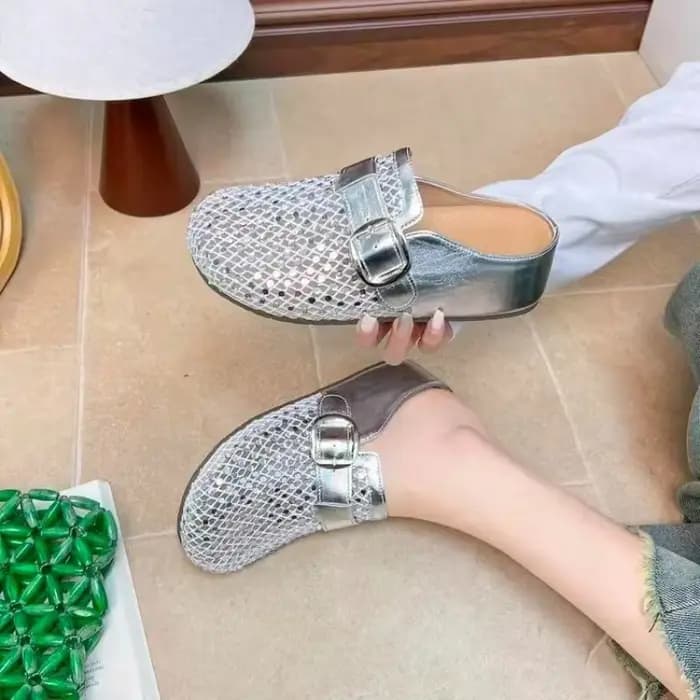 Mules coréennes ajourées en maille pour femmes