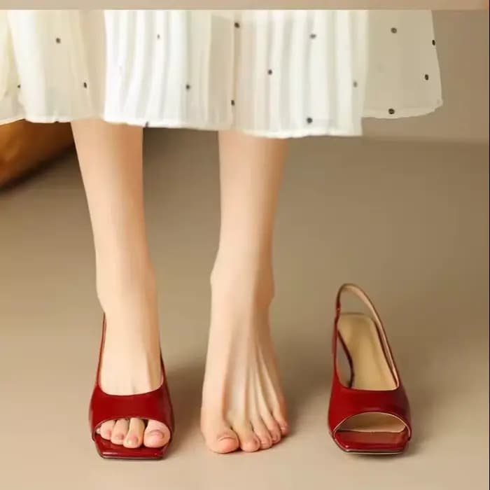 Sandales à talons hauts en cuir à bout carré et ouvert, fines et élégantes, style français, pour femme, été, pour les occasions mondaines