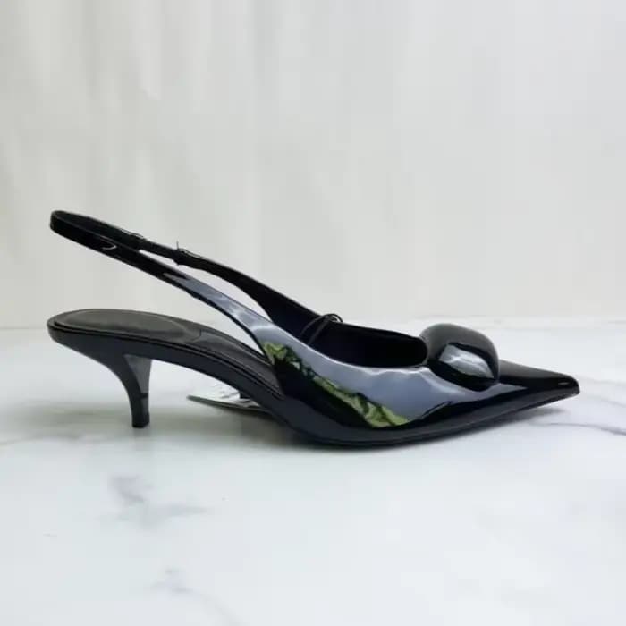 Chaussures de bureau à talons hauts en cuir verni noir pour femmes