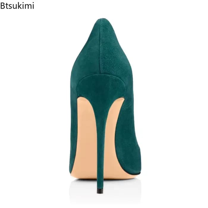 Escarpins sexy en daim vert pour femme 2026 – Talons hauts fins pour le printemps
