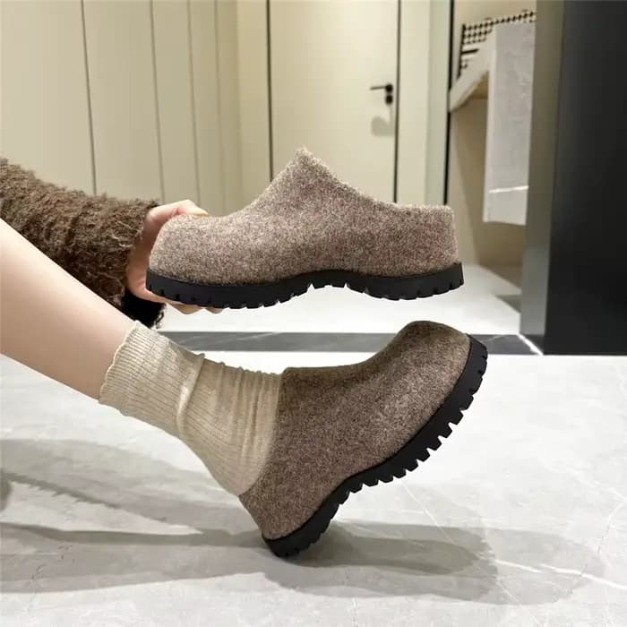 AIYUQI chaussons pour femmes porter nouveau 2025 automne bout rond flanelle