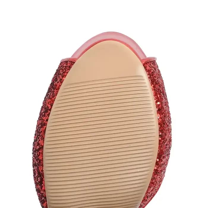 Femmes plate-forme sandales argent or fête de mariage chaussures de bureau haut talon épais Peep orteil paillettes
