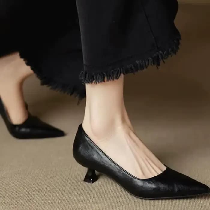 Escarpins à enfiler en cuir de vache pour femmes