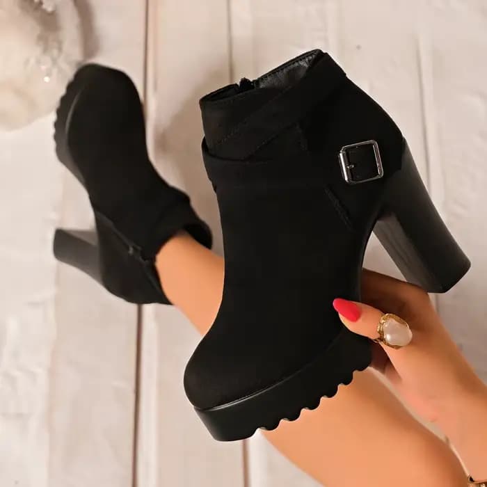 Hiver bout rond daim confortable talons hauts anti-dérapant bottes décontractées à la mode nouveau Style Sexy élégant