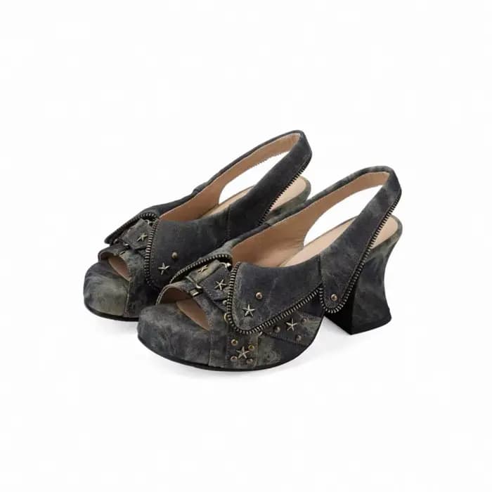 Sandales rétro vieillies à bout ouvert pour femme