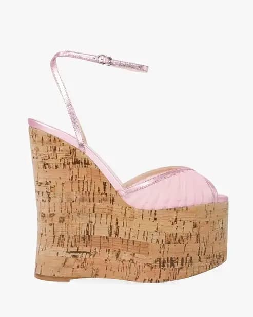 Sandales compensées à plateforme en dentelle blanche pour femme