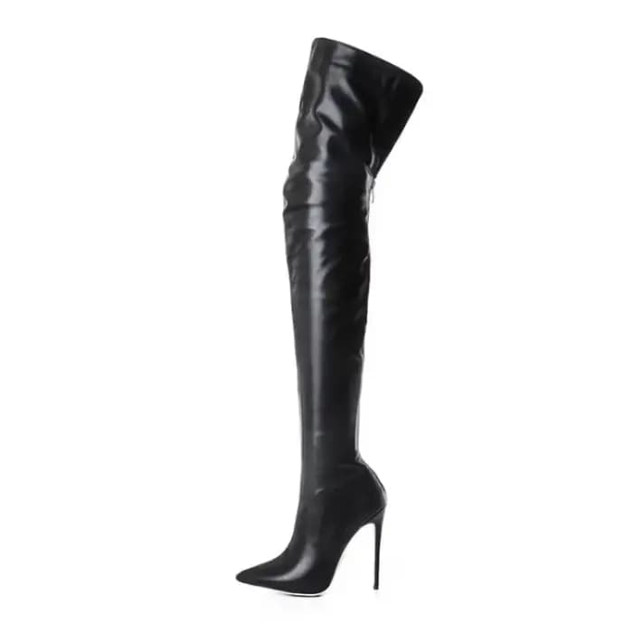 Sexy Stiletto Ultra talons extrêmement hauts soirée Club fête cuissardes femmes jambe mince Stretch sur les genoux bottes chaussures 46