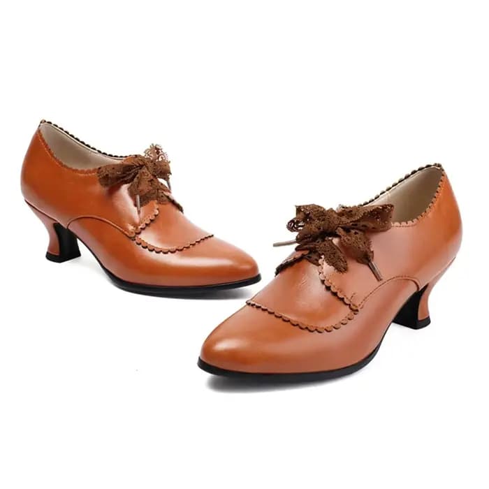 Talons hauts femmes 2025 nouvelle mode rétro à lacets