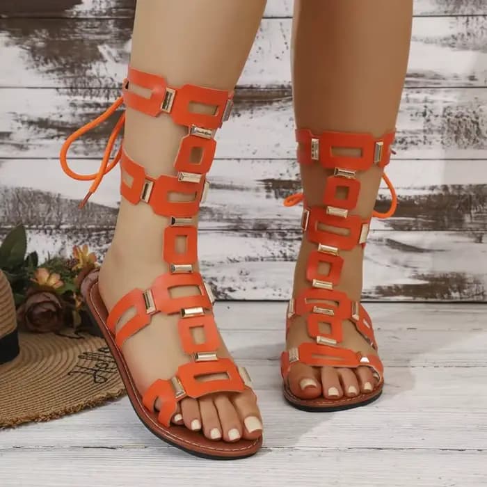 Nouvelles sandales plates tendance 2026 avec lacets arrière, sandales de créateur pour femmes, sexy, à bout ouvert, style romain, bottes décontractées d'été 36-43