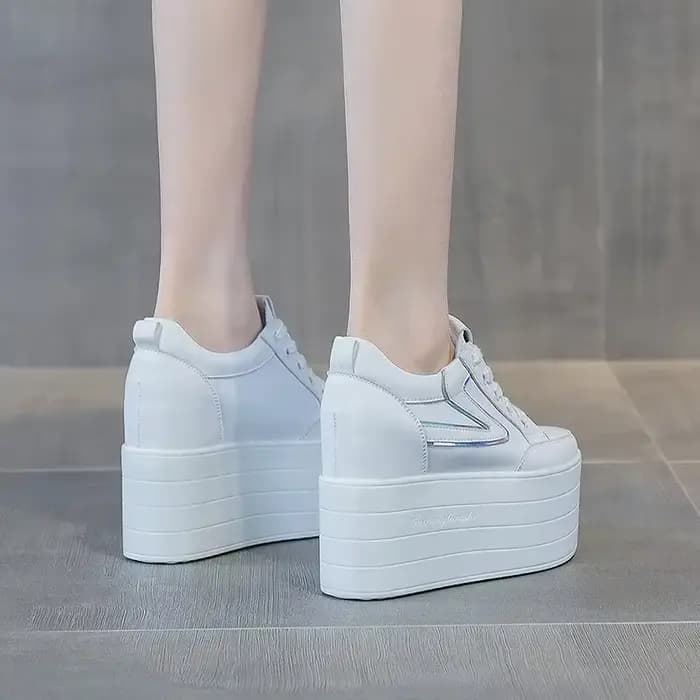 Talons compensés épais en cuir véritable