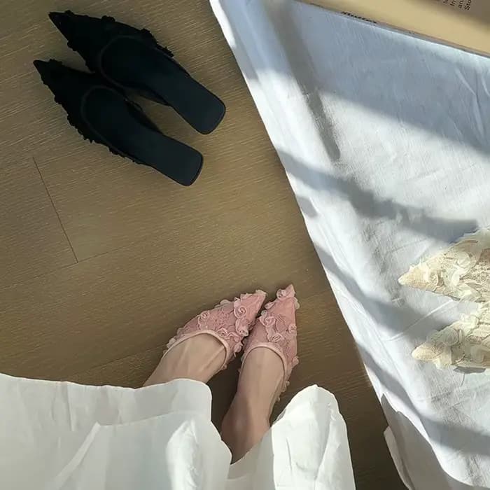 Mules en dentelle pour femmes
