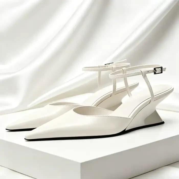Marque de luxe femmes bout pointu sandales à talons compensés été nouveau peu profond un mot boucle chaussures de créateur mode Slingback Mules chaussures