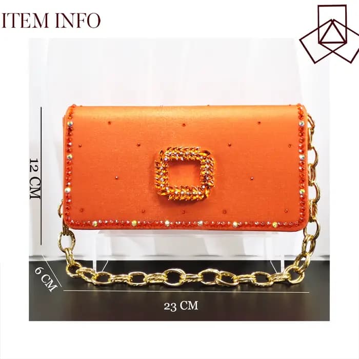 Ensemble élégant de chaussures et de sac de soirée pour femmes, design italien, sandales à talons hauts à bout ouvert avec strass orange, parfaites pour les mariages
