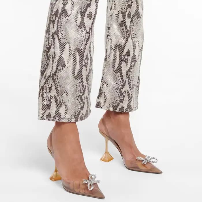 35-45 mode Transparent souple PVC femmes pompes de luxe strass nœud papillon Slingback talons hauts printemps été chaussures de fête de mariage
