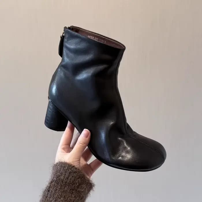 BANFANG femmes bottes 5.5 cm rond talon épais marque de luxe Design en cuir automne hiver nouvelles chaussures de haute qualité pour femme