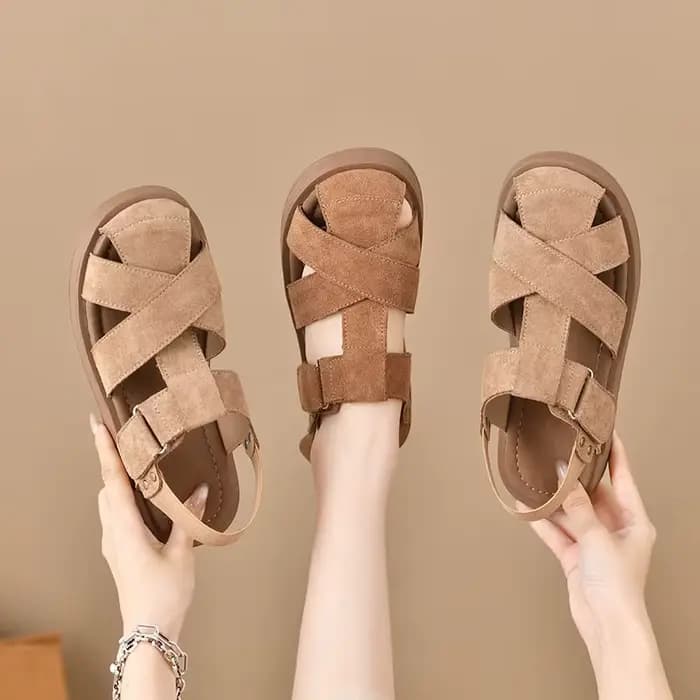 Sandales pour femmes à talon épais style romain