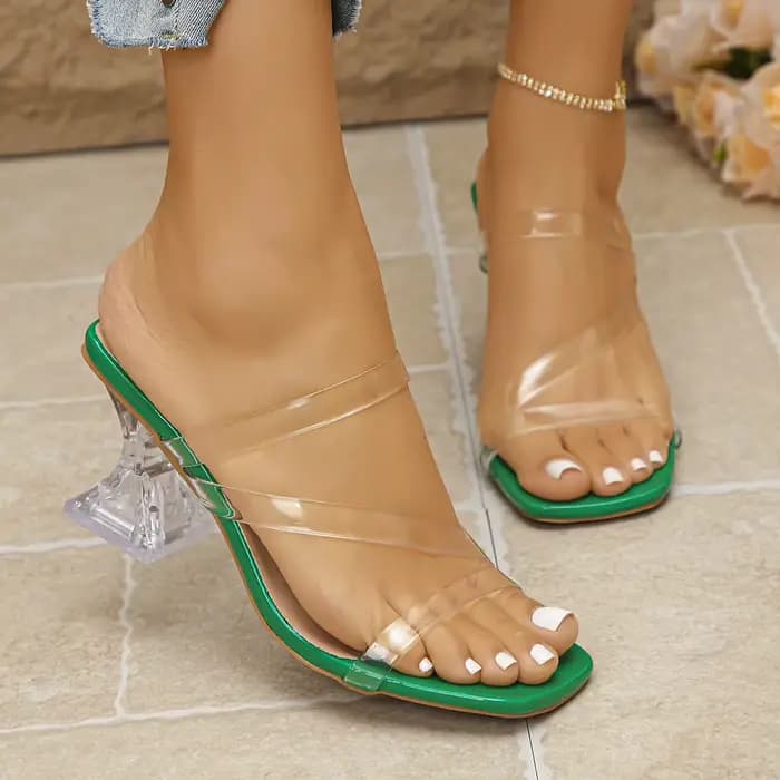 Talons transparents pantoufles femmes été sans lacet chaussures de fête