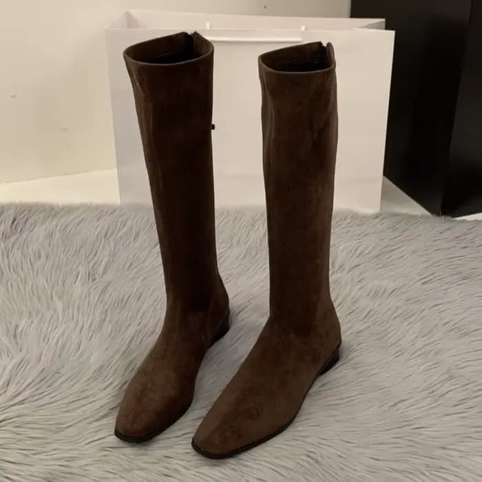 Nouveau daim chaud mode Chelsea bottes 2025 automne concepteur rétro dames genou