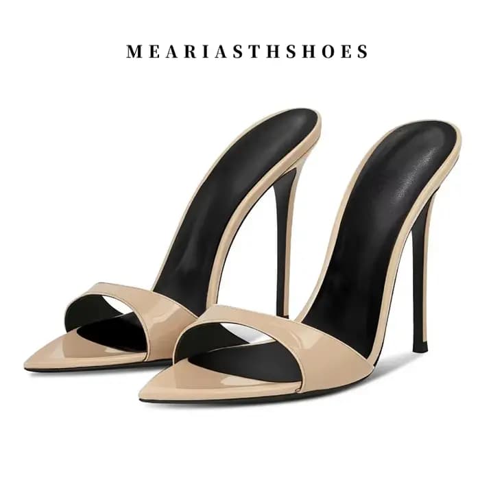 Mules à talon laqué de 12 cm