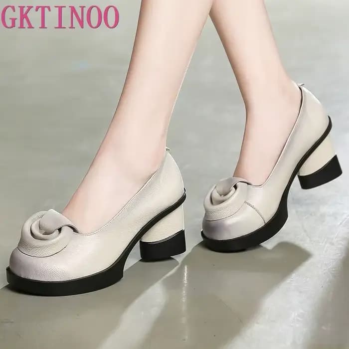 GKTINOO – escarpins rétro en cuir véritable pour femmes