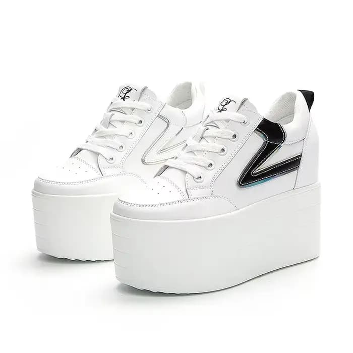 Talons compensés épais en cuir véritable
