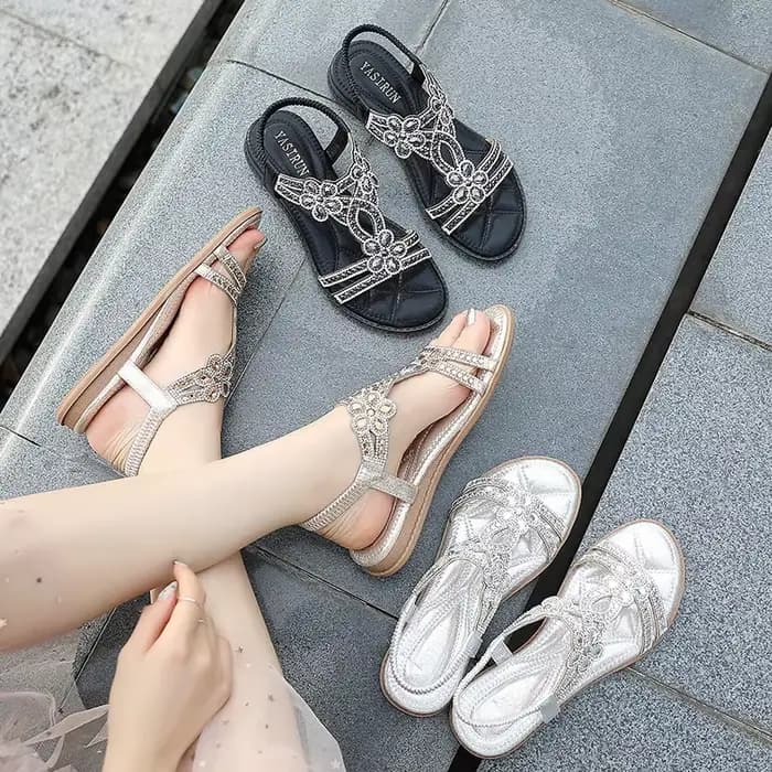 Nouvelles sandales à strass tendance et polyvalentes pour femmes