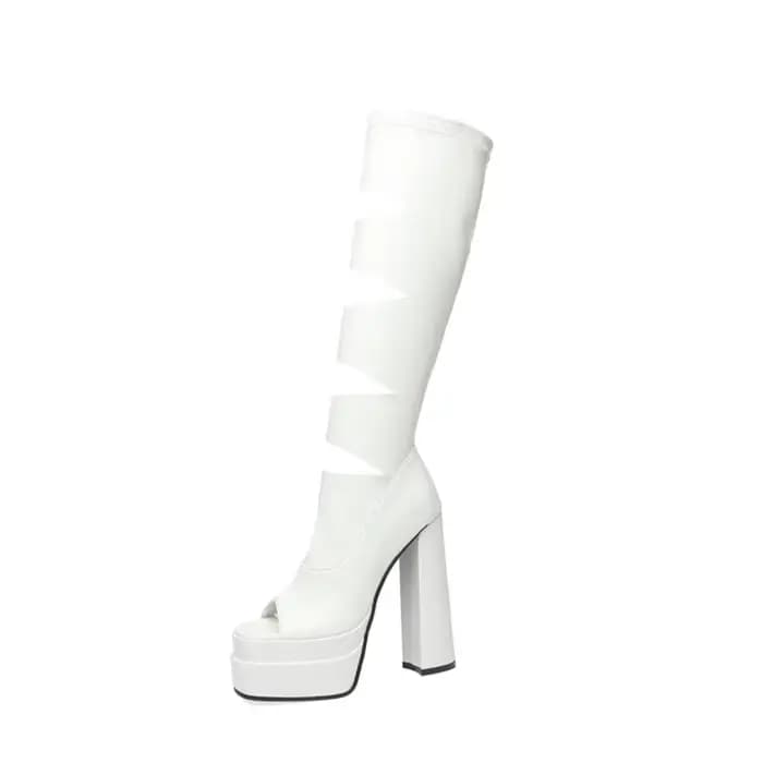 BLXQPYT sandales femmes nouveauté créateur de mode Sexy évider Peep orteil été élastique botte plate-forme talons grandes chaussures 2022-10