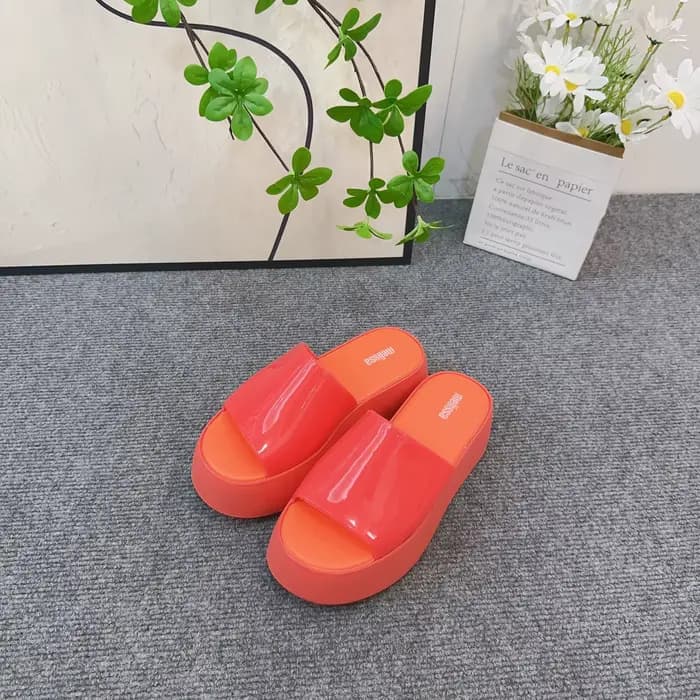 Mini Melissas sandales d'été femmes pantoufles bout carré talons hauts