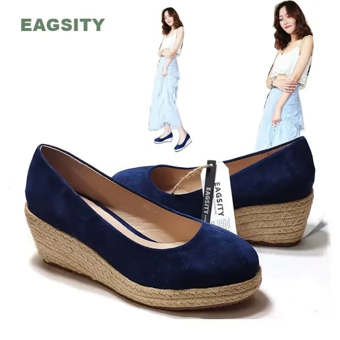 EAGSITY-Chaussures à l'offre elles compensées en daim pour femmes, espadrilles à talons hauts, escarpins à plateforme décontractés, chaussures de travail pour dames, fête et bureau