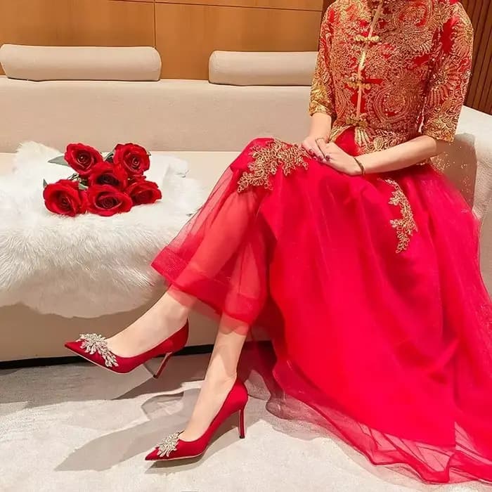 Chaussures de Mariage à Talons Hauts Rouges