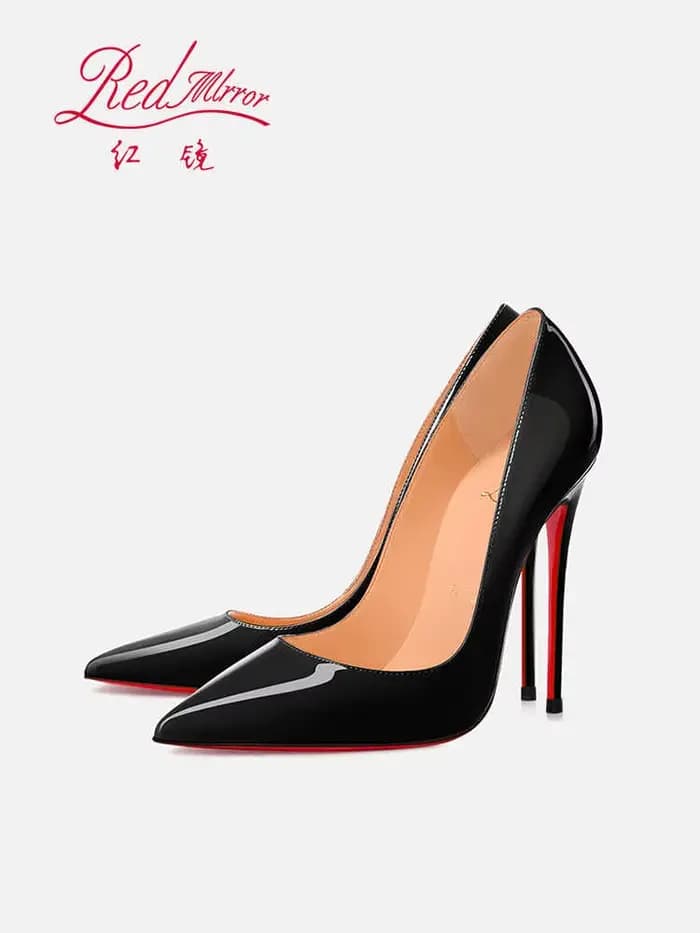 Noir femmes élégantes talons hauts rouge brillant bas marque de luxe