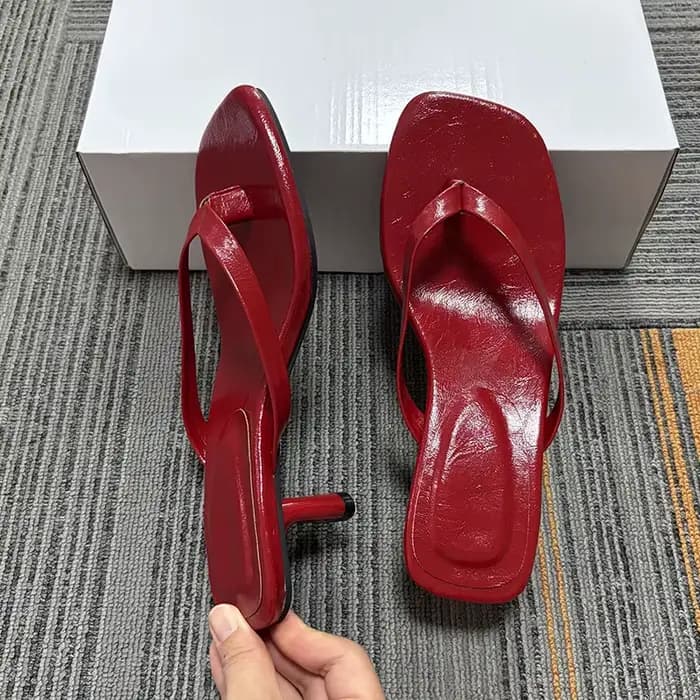Chaussures rouges mode talons ronds dames pantoufles femmes tongs élégantes femmes pantoufles à talons sandales diapositives chaussures pompes