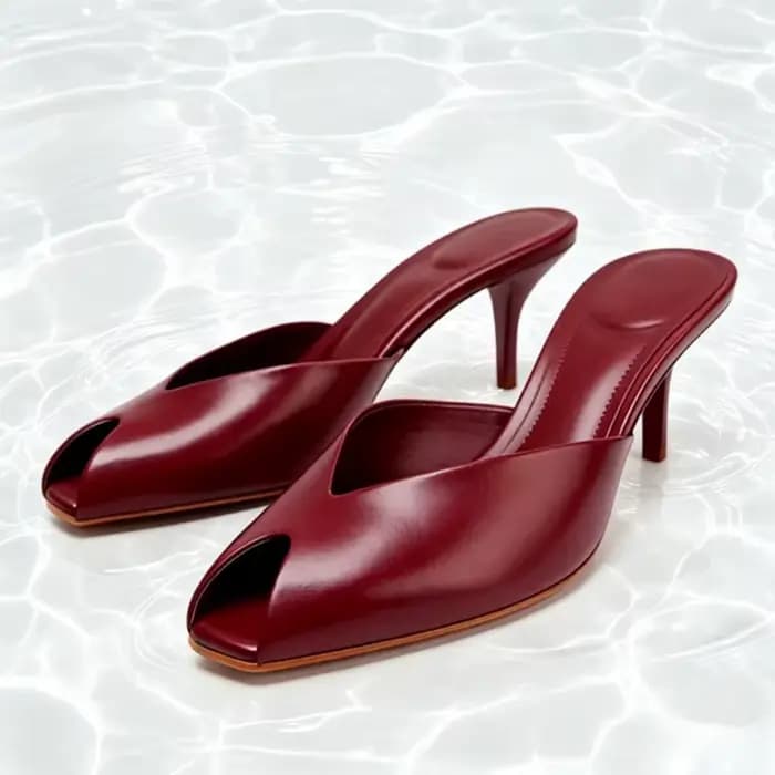 Pantoufles à talons hauts en cuir verni doré pour femmes