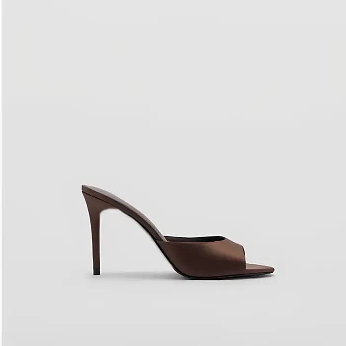 Sandales pour femmes 2026 – Nouveauté été – Chaussures femme en satin à bout ouvert
