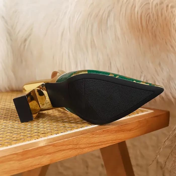 Zapatos de mujer femmes mode léger vert haute qualité sans lacet talon carré pompes dame rétro confort sexy