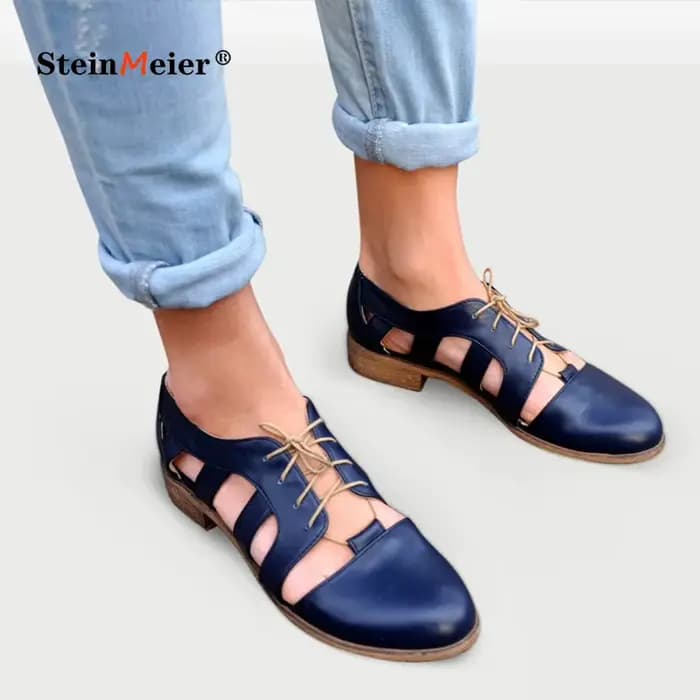 Oxfords-Sandales en cuir véritable pour femmes