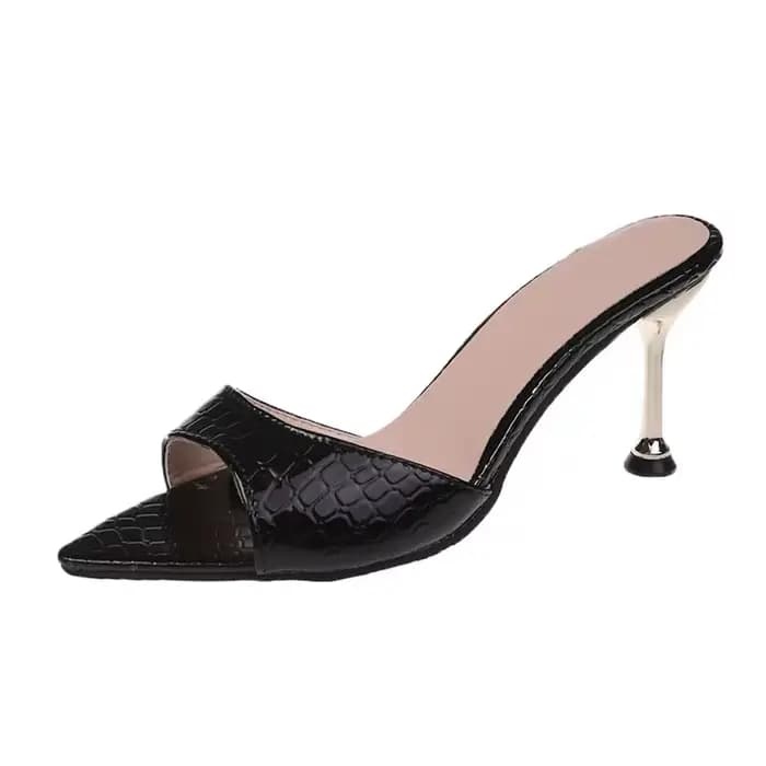 Sandales glamour à talons hauts à texture crocodile