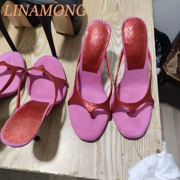 Sandales à bout rond, tempérament bloquant les couleurs à la mode