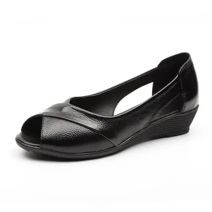 Sandales à l'offre elles compensées en cuir véritable pour femme