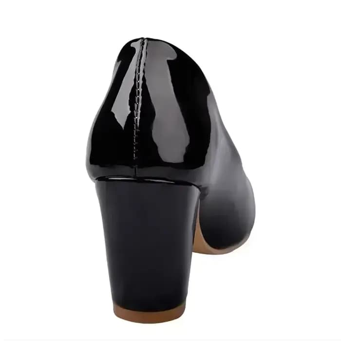 Printemps femmes pompes gros bloc talons hauts rouge en cuir verni bout rond décontracté bureau robe à enfiler dames chaussures Zapatos Mujer