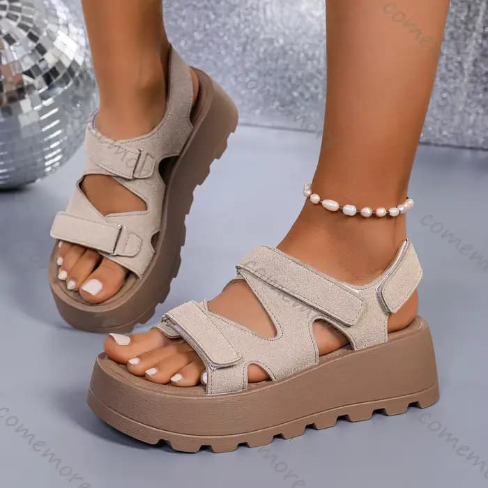 Comemore – sandales rétro pour femmes, chaussures d'été à talons hauts et plateforme à bout ouvert de 5CM, chaussures décontractées pour dames, Sandalias Femininas