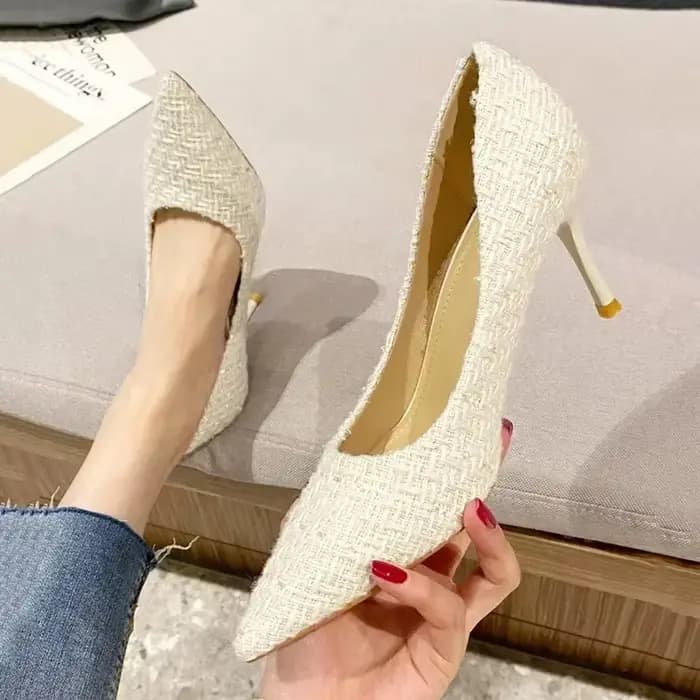 Escarpins à talons aiguilles en tissu Tweed pour femmes