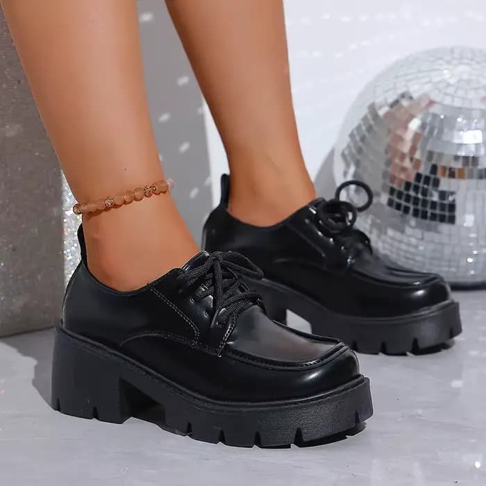 Escarpins plateforme vintage en cuir PU pour femme