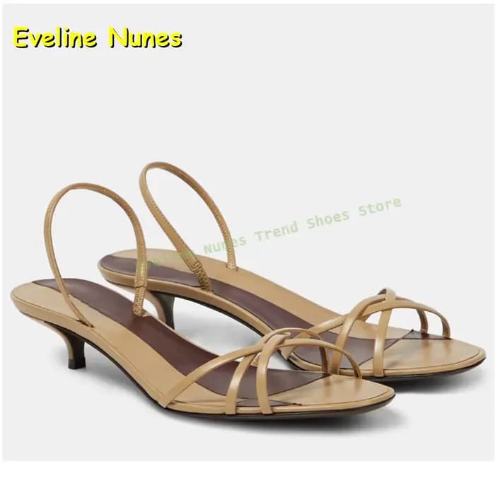 Sandales à talons chaton à brides couleur chair pour femme, minimalistes, à bout ouvert, à bride arrière, pour le quotidien, le bureau, l'été, chaussures de vacances 2026