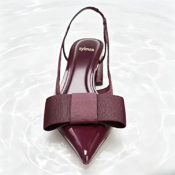 Escarpins Sexy en cuir verni bordeaux à bout pointu pour femmes