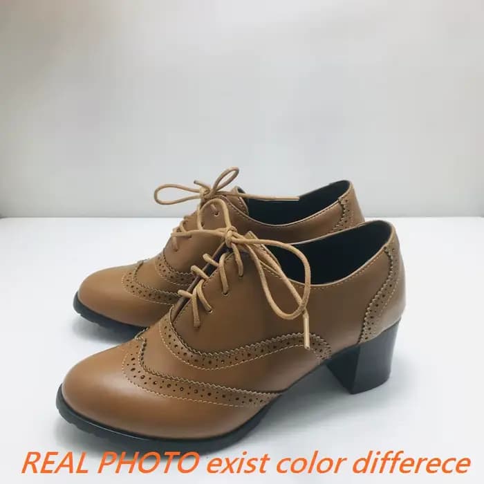 Girseaby-Brogue Rond à Talons en Bois pour Femme