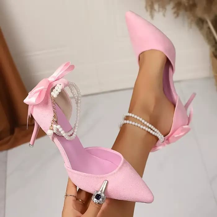 Sandales à talons hauts roses élégantes pour femmes